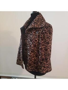 LKNW Etcetera leopard blazer Jacket faux fur 6